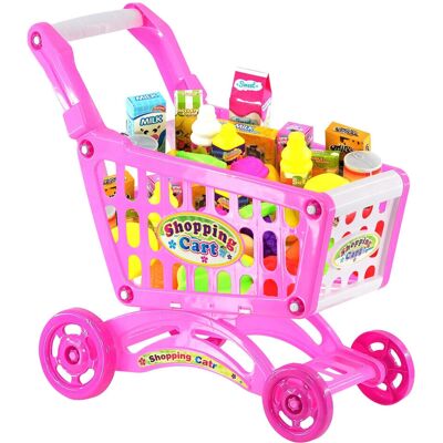 The Magic Toy Shop - Children Shopping Trolley Cart - Pink The Magic Toy Shop - Children Shopping Trolley Cart - Pink