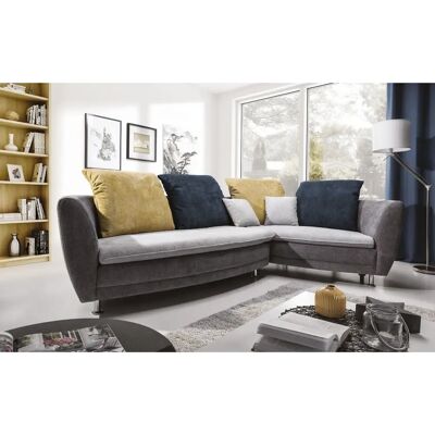 Fun Moebel - BOLLY - Dunkelgrau/Hellgrau - Ottomane Rechts - Sofa Fun Moebel - BOLLY - Dunkelgrau/Hellgrau - Ottomane Rechts - Sofa
