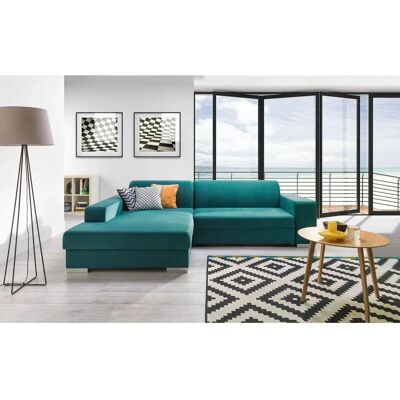 HELLOS Schlafsofa - Türkis - Ottomane Links - Schlafsofa HELLOS Schlafsofa - Türkis - Ottomane Links - Schlafsofa
