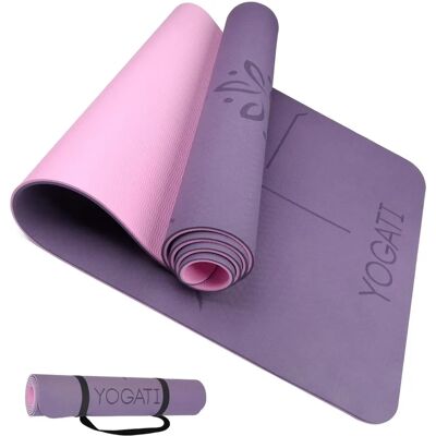 Tapete de Yoga YOGATI com Linhas de Alinhamento - Para Pilates e Fitness Tapete de Yoga YOGATI com Linhas de Alinhamento - Para Pilates e Fitness