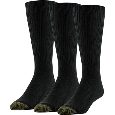 GoldToe Lange Größe Fluffies Kleidersocken - Schwarz - 3 Paar GoldToe Lange Größe Fluffies Kleidersocken - Schwarz - 3 Paar