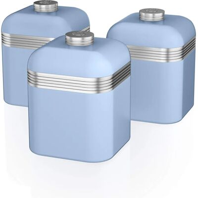 Swan - SWKA1020BLN - Blue - Set of 3 - Storage Canisters Swan - SWKA1020BLN - Blue - Set of 3 - Storage Canisters