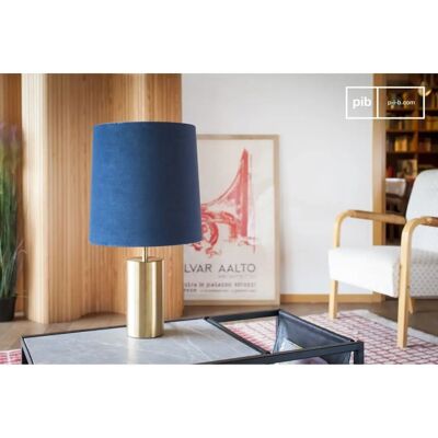 Lámpara de mesa de terciopelo azul PIB - Sarhita - Base de metal dorado Lámpara de mesa de terciopelo azul PIB - Sarhita - Base de metal dorado