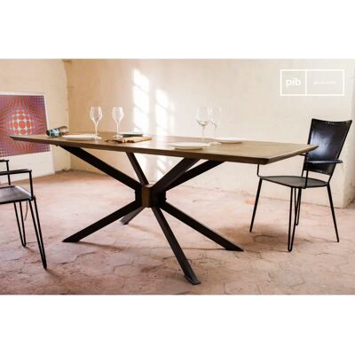 PIB Mesa de comedor de madera y latón color cobre - Mesa de comedor PIB Mesa de comedor de madera y latón color cobre - Mesa de comedor