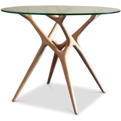 PIB Table Ronde en Verre et Frêne Beige - Table à Manger - Publicité PIB Table Ronde en Verre et Frêne Beige - Table à Manger - Publicité