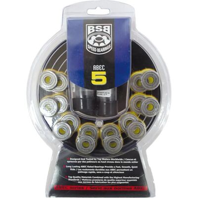 Roulements BSB ABEC-5 - Pack de 16 pour Patins - Publicité Roulements BSB ABEC-5 - Pack de 16 pour Patins - Publicité