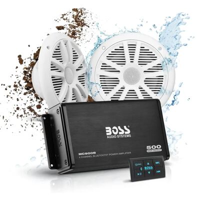 Amplificateur Marin Boss Audio ASK902B.6 - 500W, 4 Canaux, Haut-parleur 6,5" - Publicité Amplificateur Marin Boss Audio ASK902B.6 - 500W, 4 Canaux, Haut-parleur 6,5" - Publicité
