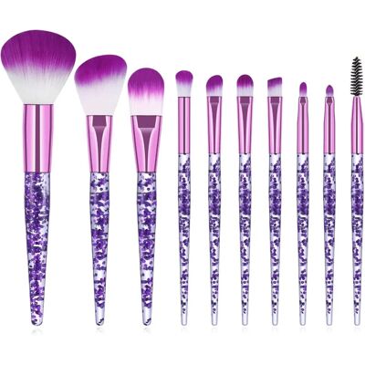 UnknownBrand - Crystal Glitter 10-Piece - Makeup Brush Set UnknownBrand - Crystal Glitter 10-Piece - Makeup Brush Set