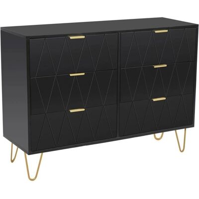 UEV - Cassettiera 6 Cassetti - 100 x 34 x 73 cm - Noir - Commode - Publicité UEV - Cassettiera 6 Cassetti - 100 x 34 x 73 cm - Noir - Commode - Publicité