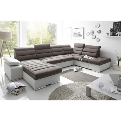 Fun Moebel - PASCARA - Grau - Linke Ottomane - Schlafsofa Fun Moebel - PASCARA - Grau - Linke Ottomane - Schlafsofa