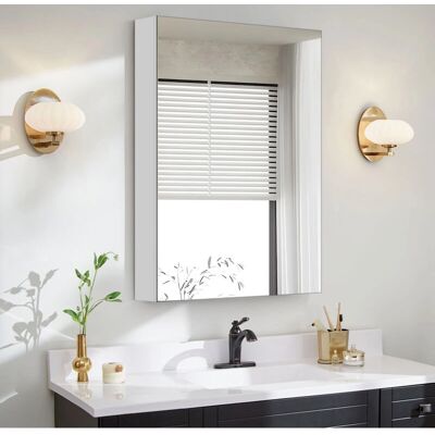 KEEPBUYING - Mueble baño espejo - 50x30x12 cm - Bianco - Armadio a muro con specchio KEEPBUYING - Mueble baño espejo - 50x30x12 cm - Bianco - Armadio a muro con specchio