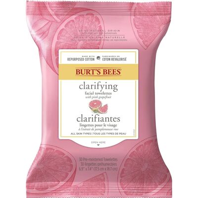 Burts Bees Pink Grapefruit Facial Cleansing Towelettes - Unisex - 30 Count Burts Bees Pink Grapefruit Facial Cleansing Towelettes - Unisex - 30 Count