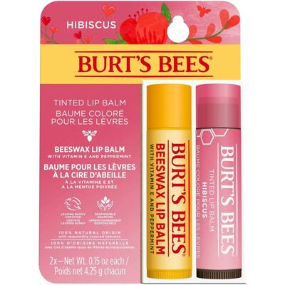 Burt's Bees Vaxläppbalsam & Hibiskus Färgat Gave Set Burt's Bees Vaxläppbalsam & Hibiskus Färgat Gave Set