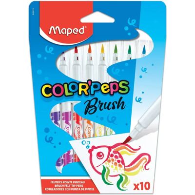 Maped - COLOR'PEPS BRUSH - Pointe flexible - 10 crayons - Ensemble de pinceaux Maped - COLOR'PEPS BRUSH - Pointe flexible - 10 crayons - Ensemble de pinceaux