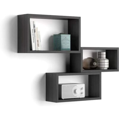 Mobili Fiver Giuditta Ensemble de 3 Étagères Murales - Bois Noir - Publicité Mobili Fiver Giuditta Ensemble de 3 Étagères Murales - Bois Noir - Publicité