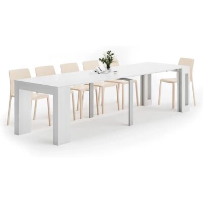Mobili Fiver Table Console Extensible - Fresno Blanc - 45x90cm - Publicité Mobili Fiver Table Console Extensible - Fresno Blanc - 45x90cm - Publicité