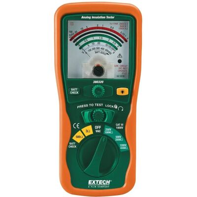 Extech 380320 Testeur d'isolation - Résistance 400 MΩ, Tension 250-1000V Extech 380320 Testeur d'isolation - Résistance 400 MΩ, Tension 250-1000V