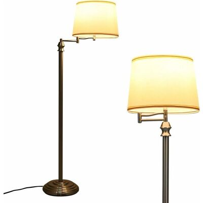 COSTWAY - Lampada da Terra a Stelo - Tubi di ferro nichelati - Paralume beige - Floor lamp COSTWAY - Lampada da Terra a Stelo - Tubi di ferro nichelati - Paralume beige - Floor lamp