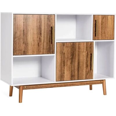 Costway Weiß Kaffeebraun Mehrzweck Sideboard - 101,5x33x77,5 cm Costway Weiß Kaffeebraun Mehrzweck Sideboard - 101,5x33x77,5 cm