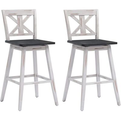 Costway 73,5cm Wit Vintage Barkruk - Barkruk met 360° draaibare zitting Costway 73,5cm Wit Vintage Barkruk - Barkruk met 360° draaibare zitting