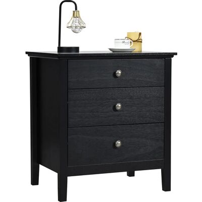 Costway - Nachttisch - 3 Schubladen - Schwarz - Nightstand Costway - Nachttisch - 3 Schubladen - Schwarz - Nightstand