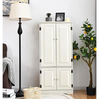 COSTWAY Vintage MDF Storage Cabinet with 2 Adjustable Shelves - White COSTWAY Vintage MDF Storage Cabinet with 2 Adjustable Shelves - White