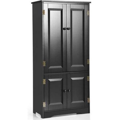 Costway Vintage Storage Cabinet with 2 Adjustable Shelves - Black Costway Vintage Storage Cabinet with 2 Adjustable Shelves - Black