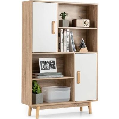 Costway Étagère en bois blanche à 4 niveaux - Bibliothèque - Publicité Costway Étagère en bois blanche à 4 niveaux - Bibliothèque - Publicité