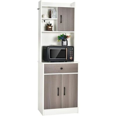 COSTWAY - Credenza cucina 3 ante - Ripiani regolabili - Armadio di stoccaggio COSTWAY - Credenza cucina 3 ante - Ripiani regolabili - Armadio di stoccaggio