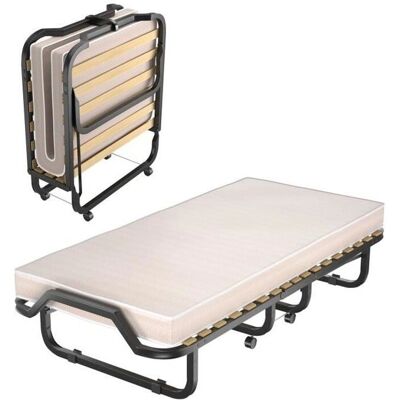Lit Pliant Portable Costway avec Matelas en Mousse à Mémoire - Beige - 90x200cm - Publicité Lit Pliant Portable Costway avec Matelas en Mousse à Mémoire - Beige - 90x200cm - Publicité