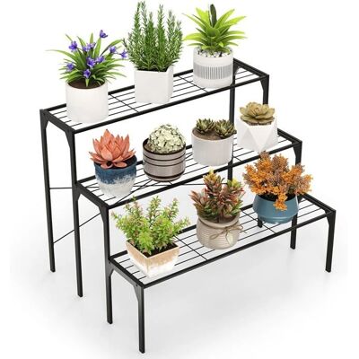 Support à Plantes en Métal à 3 Niveaux, 85x65x66 CM, Intérieur/Extérieur - Publicité Support à Plantes en Métal à 3 Niveaux, 85x65x66 CM, Intérieur/Extérieur - Publicité
