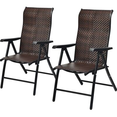 Costway - Rattan Folding Chair Set - Bruin - Foldable - Outdoor Chairs Costway - Rattan Folding Chair Set - Bruin - Foldable - Outdoor Chairs