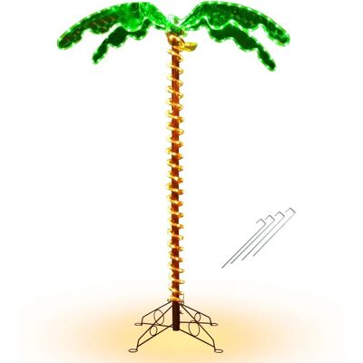 Palmera Artificial de Costway - Decoración Tropical, Luces LED, Base Plegable Palmera Artificial de Costway - Decoración Tropical, Luces LED, Base Plegable