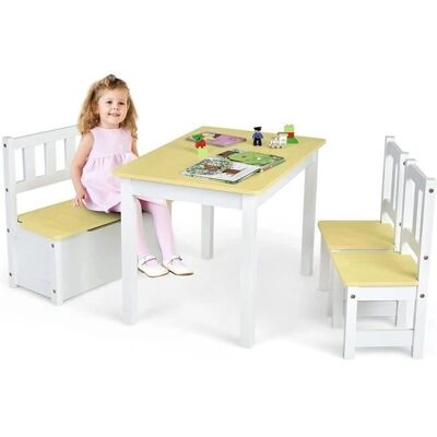 GOPLUS - Ensemble Table et Chaises 4 pièces - Bois - Publicité GOPLUS - Ensemble Table et Chaises 4 pièces - Bois - Publicité