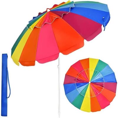 RELAX4LIFE - Parasol plage 243 cm - Rayons fibre de verre - Publicité RELAX4LIFE - Parasol plage 243 cm - Rayons fibre de verre - Publicité