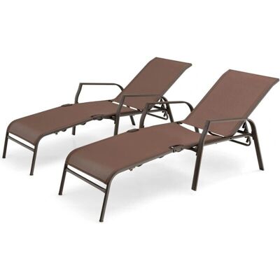 Chaise longue réglable Costway - Structure en acier, tissu respirant - Publicité Chaise longue réglable Costway - Structure en acier, tissu respirant - Publicité