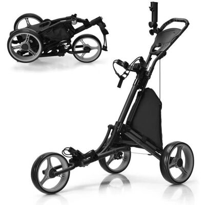 Costway - Chariot de golf aluminium à 3 roues - Poignée ajustable - Publicité Costway - Chariot de golf aluminium à 3 roues - Poignée ajustable - Publicité