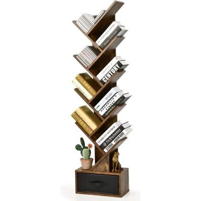 Estantería en Forma de Árbol de 10 Estantes con Cajón - Almacenamiento Compacto Estantería en Forma de Árbol de 10 Estantes con Cajón - Almacenamiento Compacto