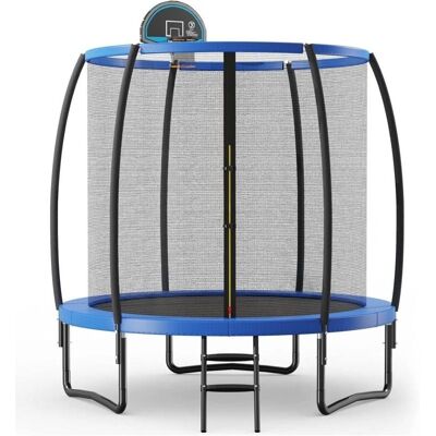 Costway Trampolín Exterior 244 cm Red de Seguridad Aro Baloncesto Escalera Costway Trampolín Exterior 244 cm Red de Seguridad Aro Baloncesto Escalera