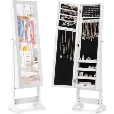 RELAX4LIFE Armoire à Bijoux - Miroir en pied, Hauteur réglable, 143,5x35,5x30cm - Publicité RELAX4LIFE Armoire à Bijoux - Miroir en pied, Hauteur réglable, 143,5x35,5x30cm - Publicité