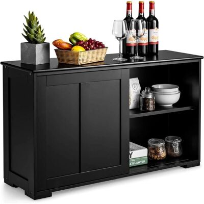 Armoire de rangement noire Costway avec portes coulissantes - 106.5x33x62.5cm - Publicité Armoire de rangement noire Costway avec portes coulissantes - 106.5x33x62.5cm - Publicité