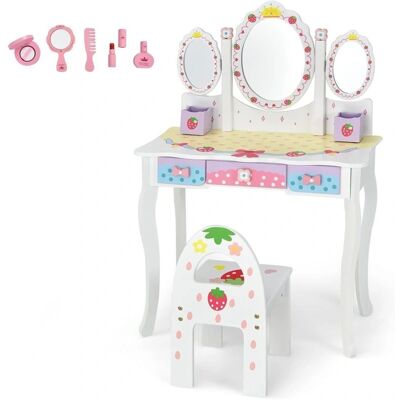 Set de tocador infantil COSTWAY con espejo y almacenamiento Set de tocador infantil COSTWAY con espejo y almacenamiento