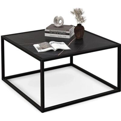Table basse carrée moderne COSTWAY avec dessus en faux marbre et cadre en acier - 70x70x40cm - Publicité Table basse carrée moderne COSTWAY avec dessus en faux marbre et cadre en acier - 70x70x40cm - Publicité