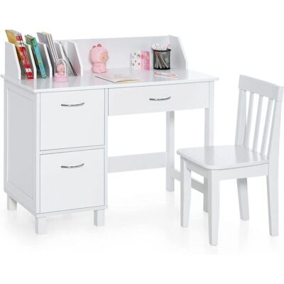 Conjunto de Escritorio y Silla para Niños - Blanco - Muebles para Estudio Conjunto de Escritorio y Silla para Niños - Blanco - Muebles para Estudio