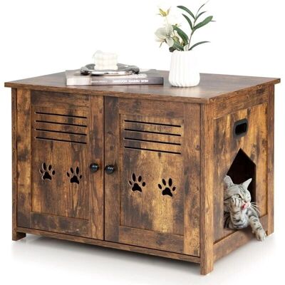 Mueble para Gatos COSTWAY - Casa, arenero y mesa auxiliar 3 en 1 Mueble para Gatos COSTWAY - Casa, arenero y mesa auxiliar 3 en 1