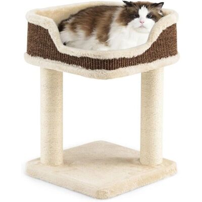 Árbol Rascador Compacto COSTWAY 50cm Poste Sisal Plataformas Felpa Árbol Rascador Compacto COSTWAY 50cm Poste Sisal Plataformas Felpa