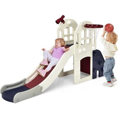 Ensemble de Jeu 6 en 1 COSTWAY pour Enfants avec Toboggan, Mur d'Escalade - Publicité Ensemble de Jeu 6 en 1 COSTWAY pour Enfants avec Toboggan, Mur d'Escalade - Publicité