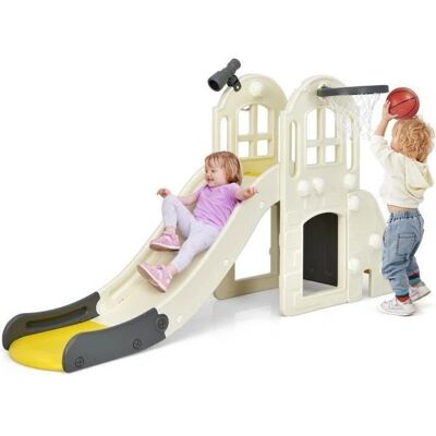 COSTWAY 6-in-1 Kinderspielplatz mit Rutsche, Kletterwand, Tunnel - Innen/Außen COSTWAY 6-in-1 Kinderspielplatz mit Rutsche, Kletterwand, Tunnel - Innen/Außen