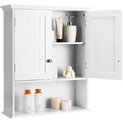 COSTWAY Armario de Baño de Pared - Estantes Ajustables, MDF Duradero COSTWAY Armario de Baño de Pared - Estantes Ajustables, MDF Duradero