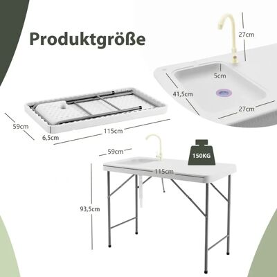 Costway - Fish Cleaning Table - Portable - HDPE - Outdoor Table Costway - Fish Cleaning Table - Portable - HDPE - Outdoor Table